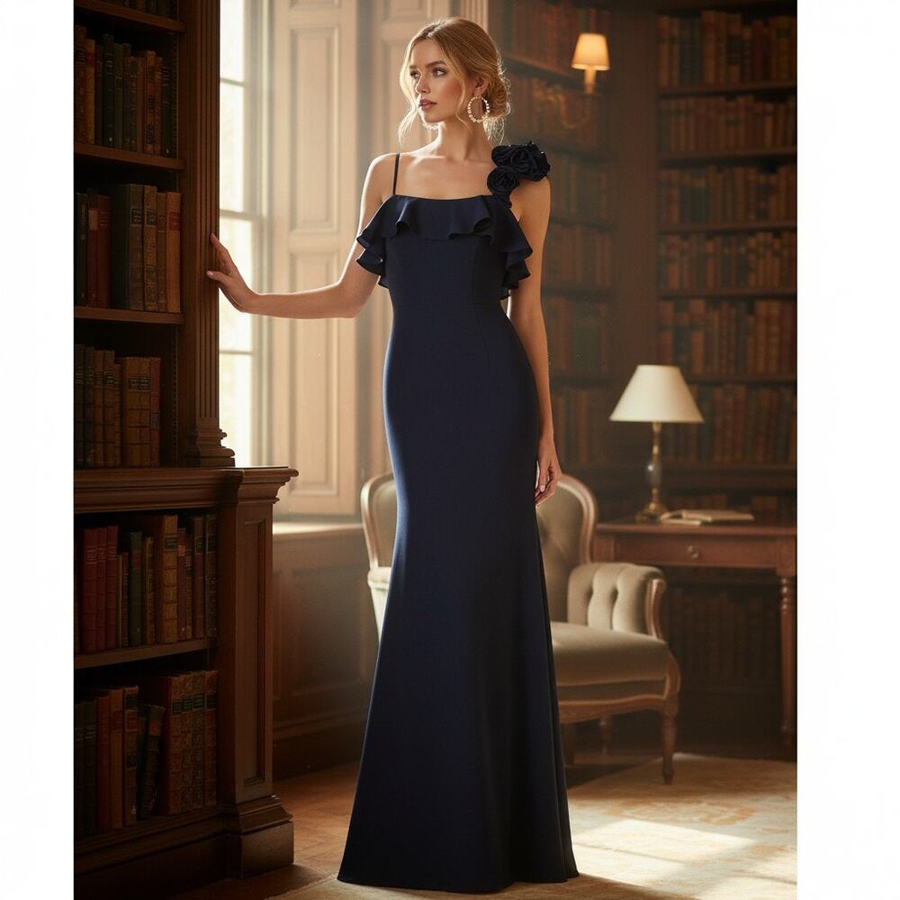 City Studio Navy Blue Evening Gown Size 3/4 NWT – Zip Closure